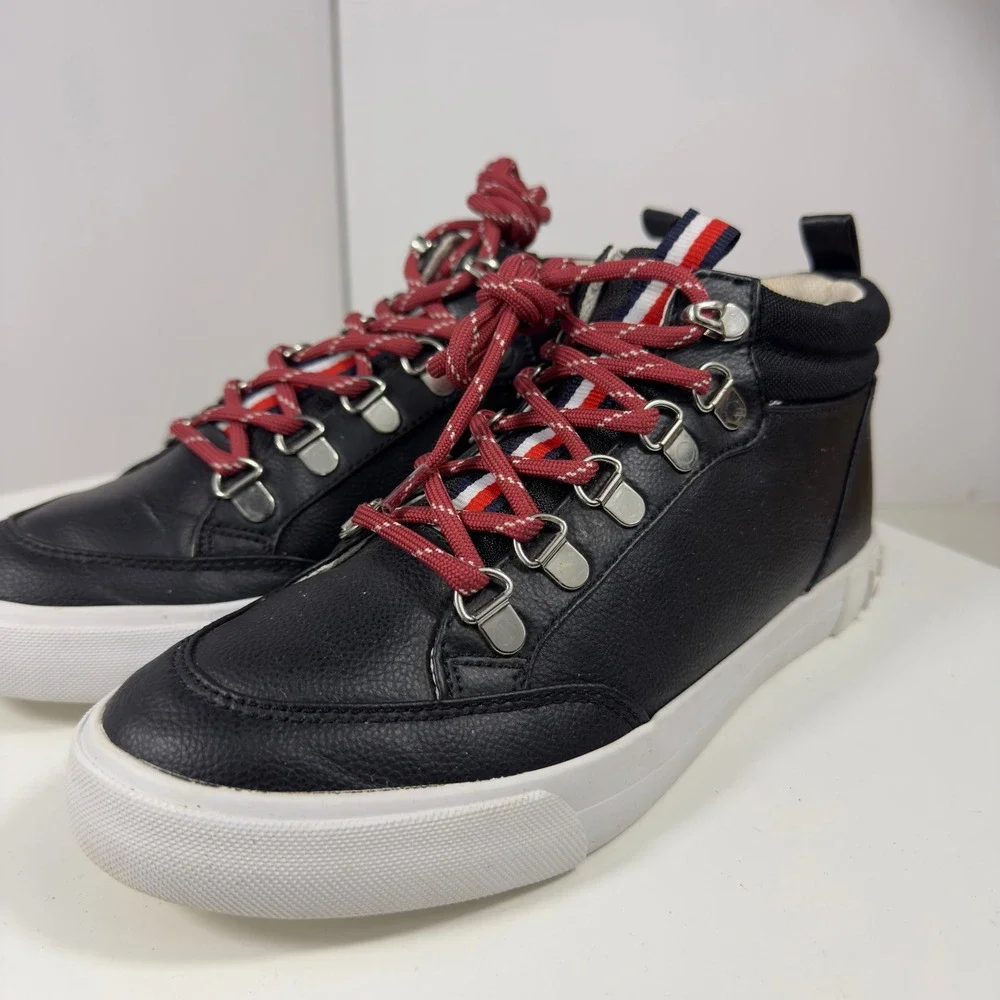 Tommy Hilfiger Jael Women Size 7 Black High Top Sneaker Boots TWJAEL Lace Up